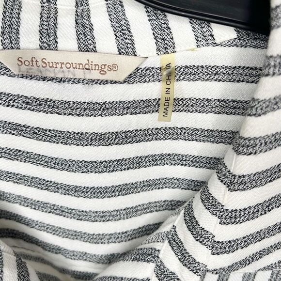 Soft Surroundings Standout Asymmetrical Striped Button Up Tunic Large - Picture 5 of 9